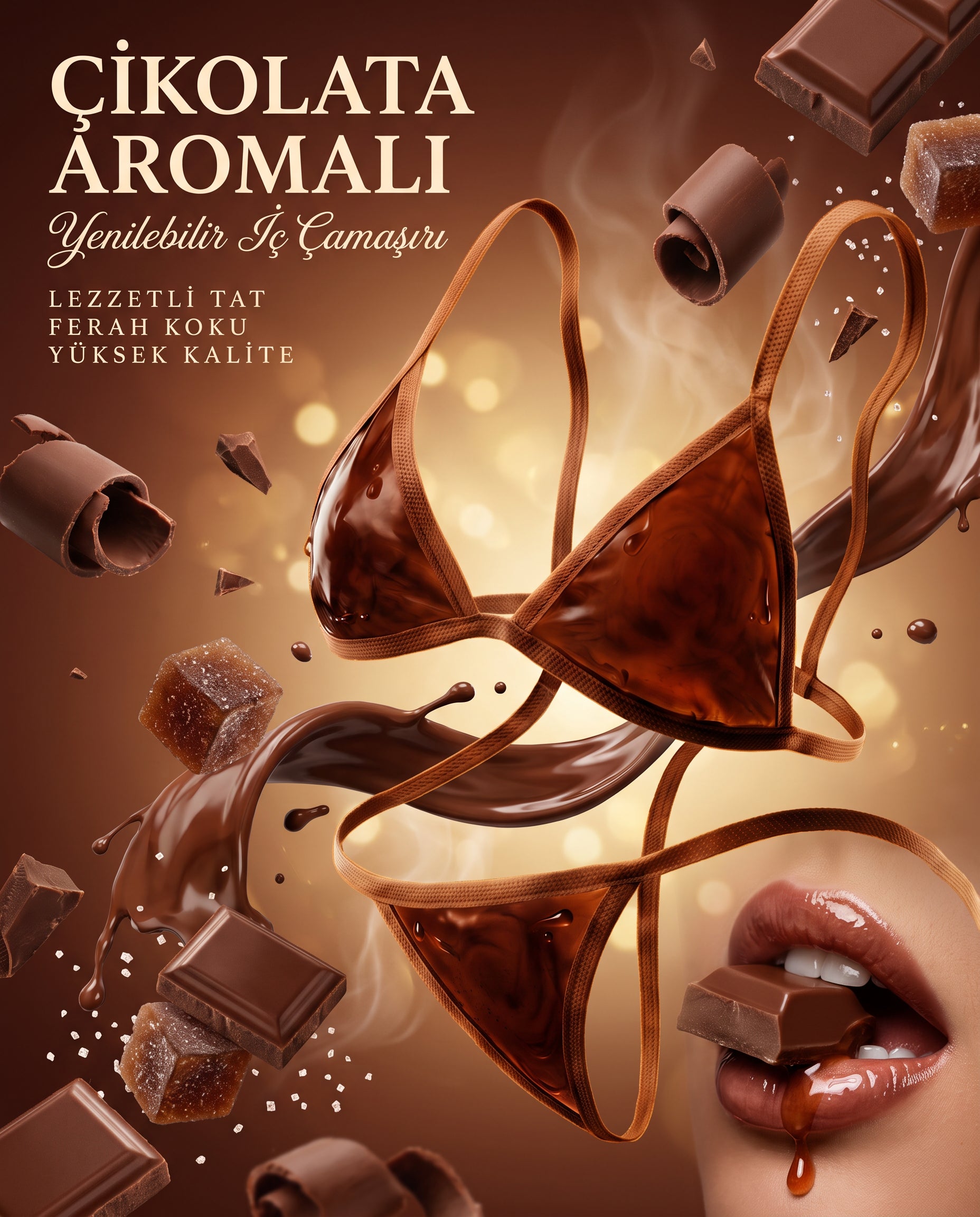 Çikolata aromalı yenilebilir iç çamaşırı takımı