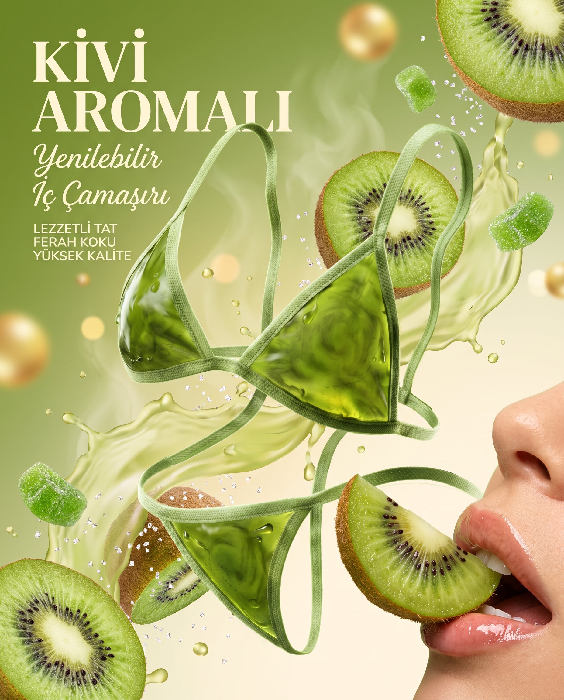 Kivi aromalı yenilebilir iç çamaşırı takımı