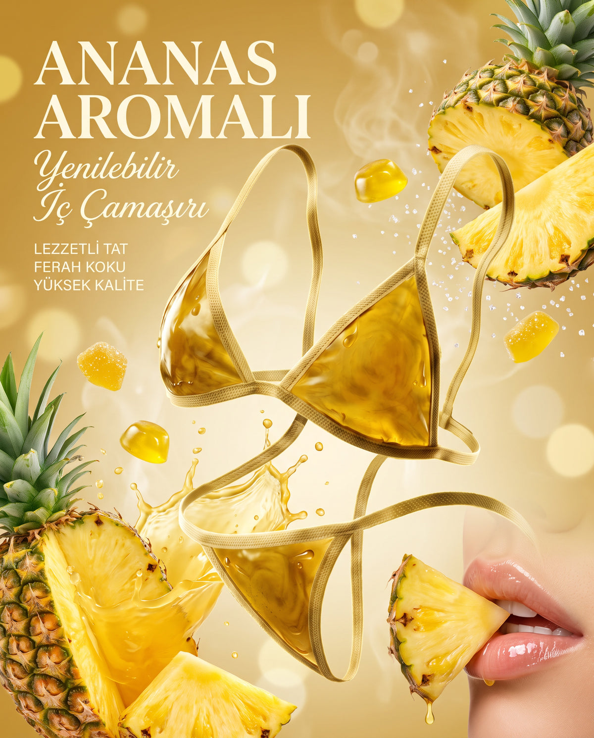 Ananas aromalı yenilebilir iç çamaşırı takımı